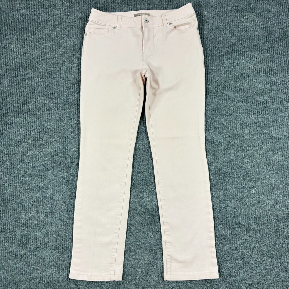 Chico's Womens Jeans Size 0 Regular Pink Straight Leg Stretch Mid Rise